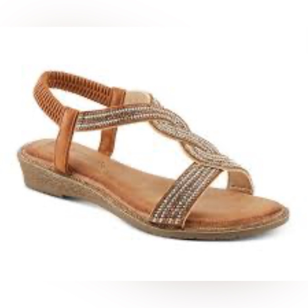 Patrizia Elegant Tan and Silver Women's Sandals sz 6.5
